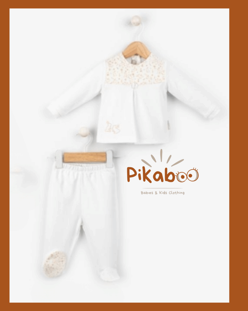 Ensemble pantalon à pieds et haut imprimé petits motifs orange