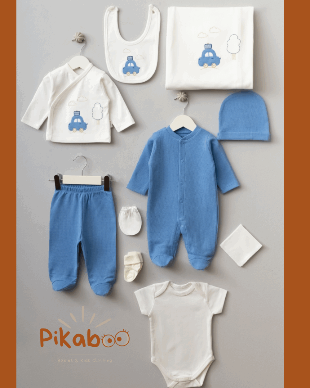 Coffret de naissance 10 pièces tout doux avec motif petite voiture