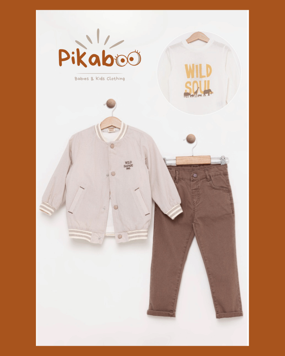 Tenue de sortie wild boy marron avec jean et bomber