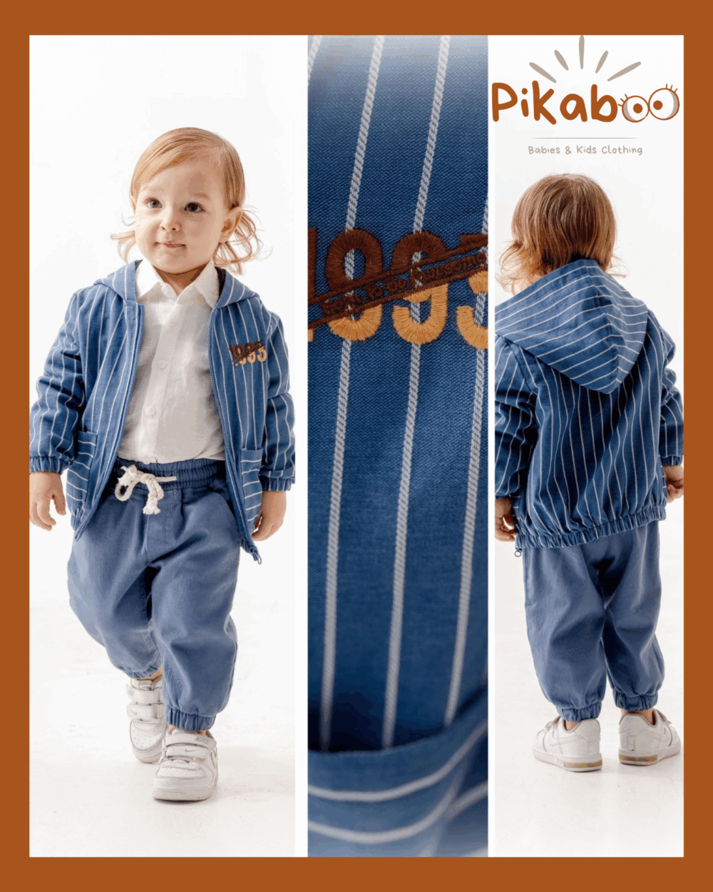 Tenue sport pantalon Denim à cordon et veste à capuche et rayures pour Petit Explorateur