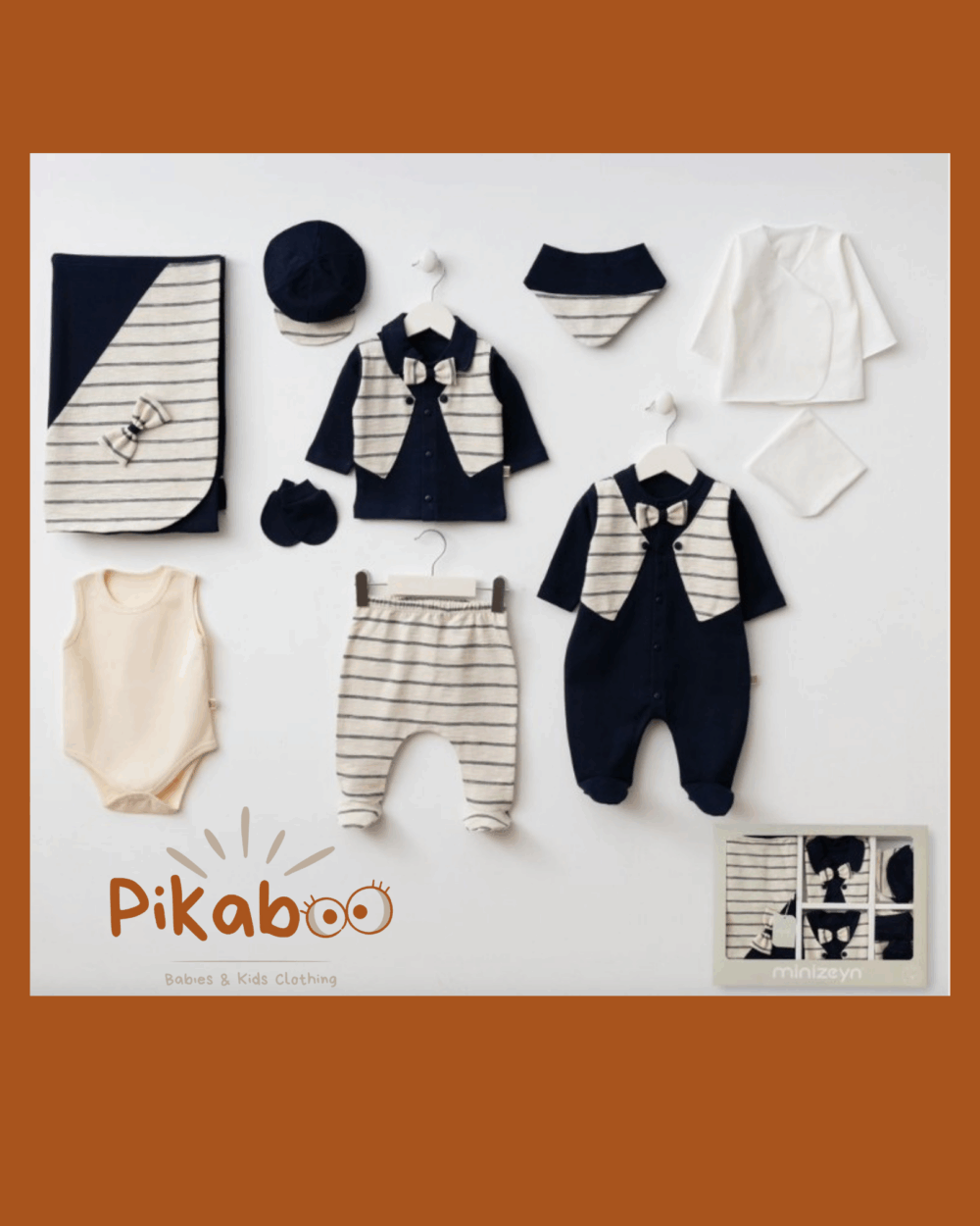 Coffret de naissance 10 pièces garçon tout doux modèle navy petit matelot