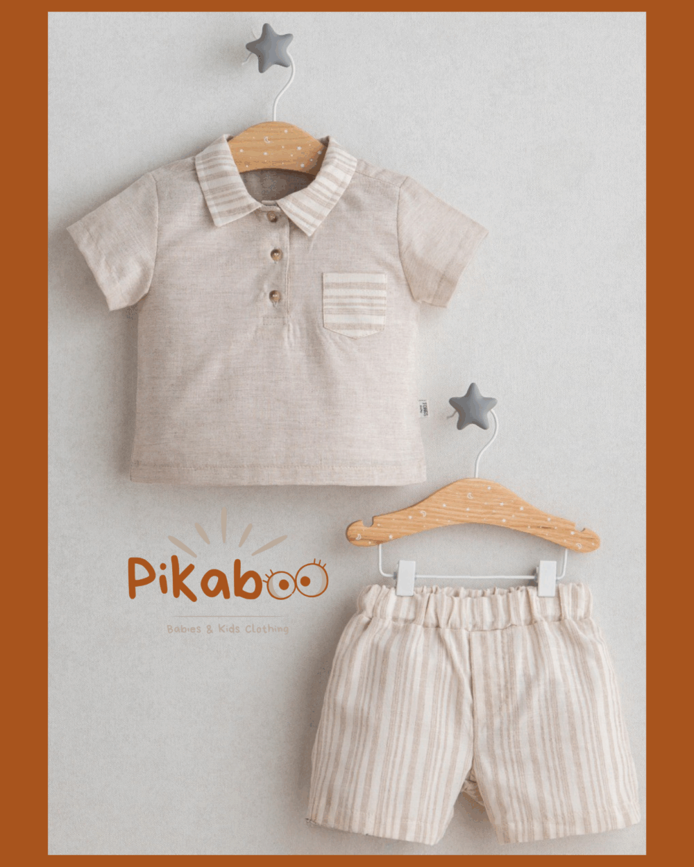 Ensemble polo et short rayé en lin pour petit garçon